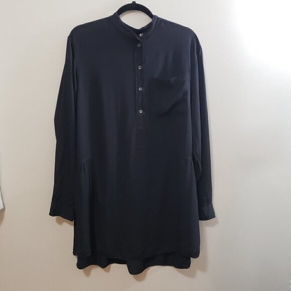 Wilfred Free Aritzia Mini Shirt Dress Black Sz M - Picture 2 of 12